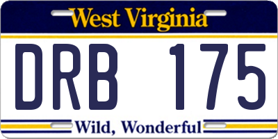 WV license plate DRB175