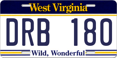 WV license plate DRB180