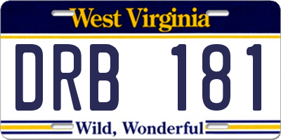 WV license plate DRB181