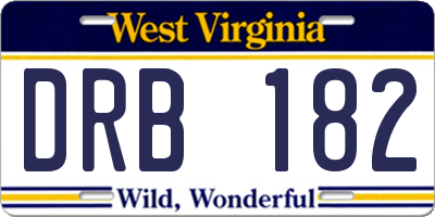 WV license plate DRB182