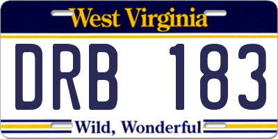 WV license plate DRB183