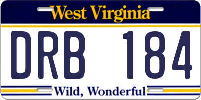 WV license plate DRB184