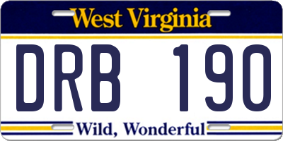 WV license plate DRB190