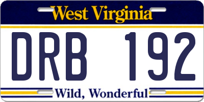 WV license plate DRB192