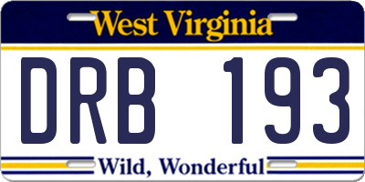 WV license plate DRB193