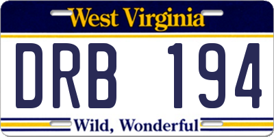 WV license plate DRB194