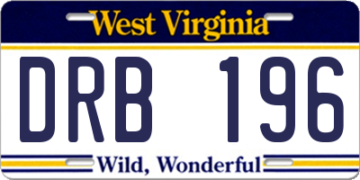 WV license plate DRB196