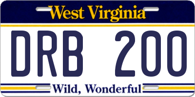WV license plate DRB200