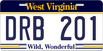 WV license plate DRB201