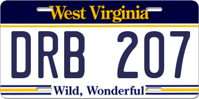 WV license plate DRB207