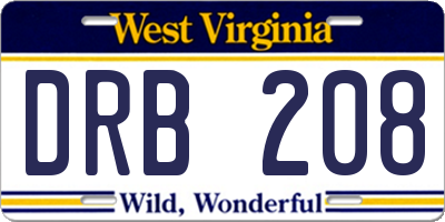WV license plate DRB208