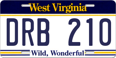 WV license plate DRB210