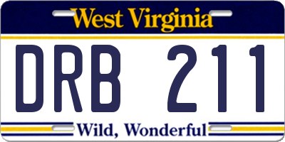 WV license plate DRB211