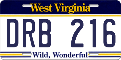 WV license plate DRB216