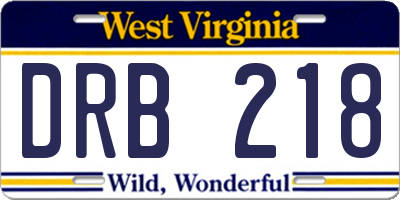 WV license plate DRB218
