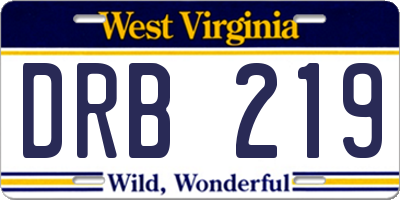 WV license plate DRB219