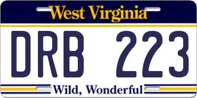 WV license plate DRB223