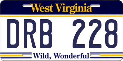 WV license plate DRB228