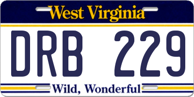 WV license plate DRB229