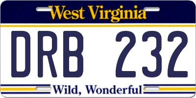 WV license plate DRB232