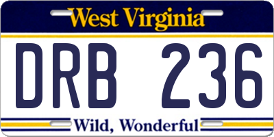 WV license plate DRB236