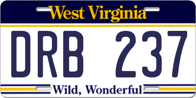 WV license plate DRB237