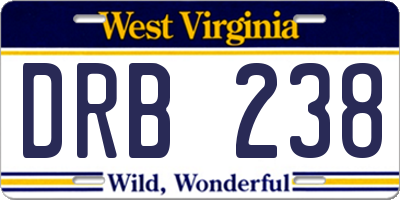WV license plate DRB238