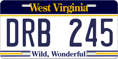 WV license plate DRB245
