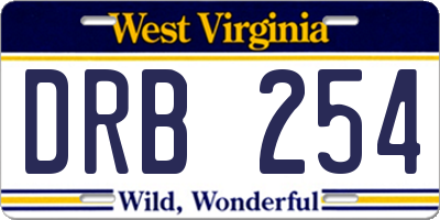 WV license plate DRB254