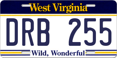 WV license plate DRB255