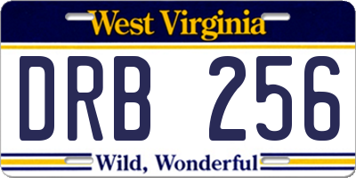 WV license plate DRB256