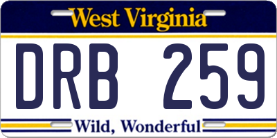 WV license plate DRB259