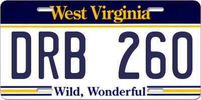 WV license plate DRB260