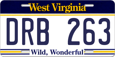 WV license plate DRB263