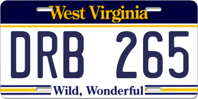 WV license plate DRB265