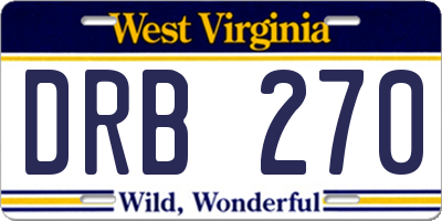 WV license plate DRB270