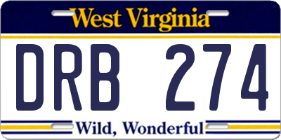 WV license plate DRB274