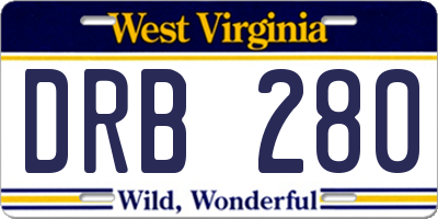 WV license plate DRB280