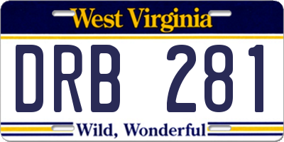 WV license plate DRB281