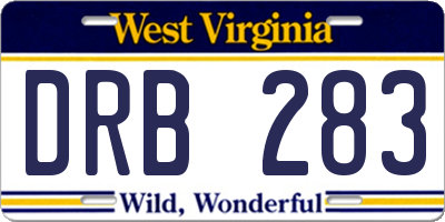 WV license plate DRB283