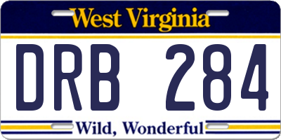 WV license plate DRB284