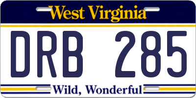 WV license plate DRB285