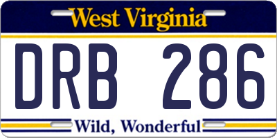 WV license plate DRB286