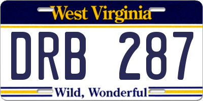 WV license plate DRB287