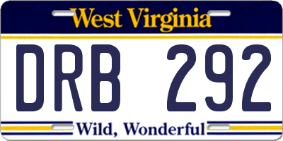 WV license plate DRB292