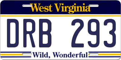 WV license plate DRB293
