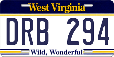 WV license plate DRB294