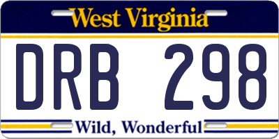 WV license plate DRB298