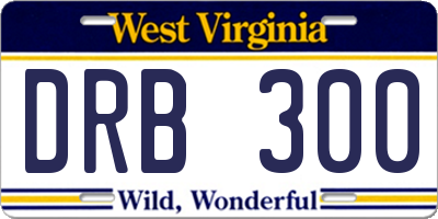 WV license plate DRB300