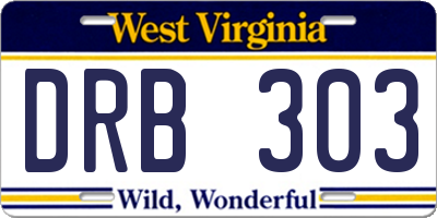 WV license plate DRB303